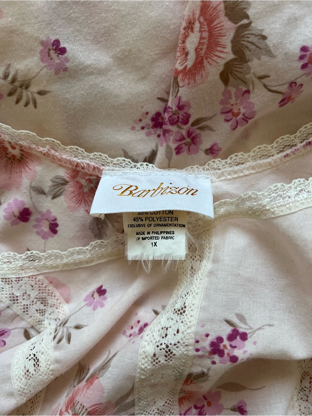 Vintage Barbizon Floral Lace Trim Nightgown 1X Cottagecore - Picture 4 of 5
